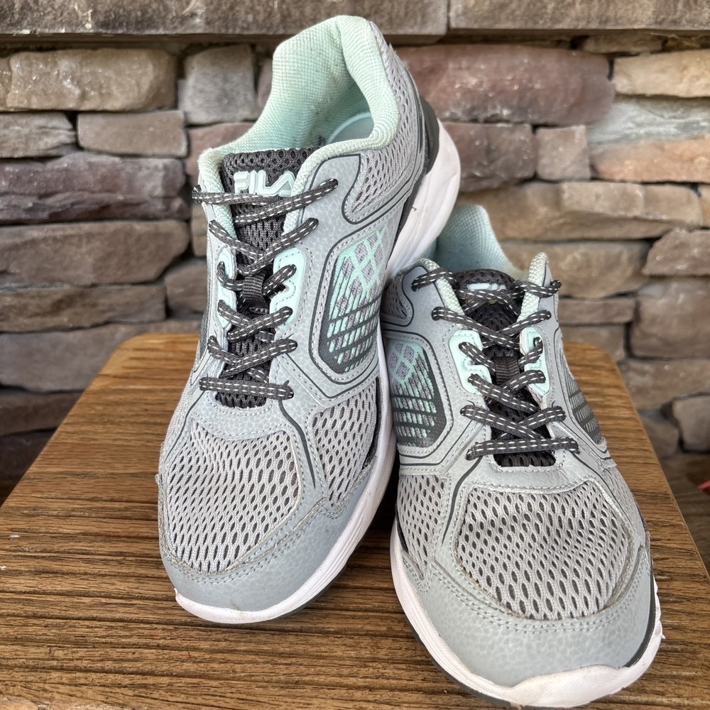 Fila Womens 5RM00478-253 Grey And Neon Green Running Shoes Sneakers Size 9